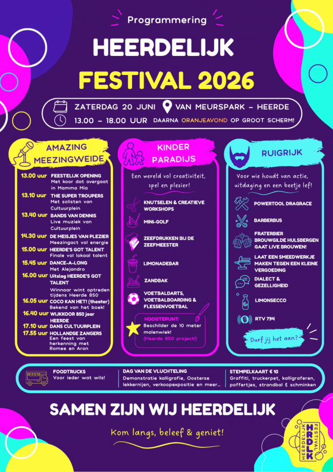 Programma Heerdelijk festival 2026